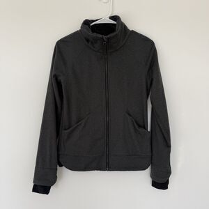 Ivivva Lululemon Girl’s Grey Fleece Lined Full Zip Athletic Jacket Outdoor Sz 14